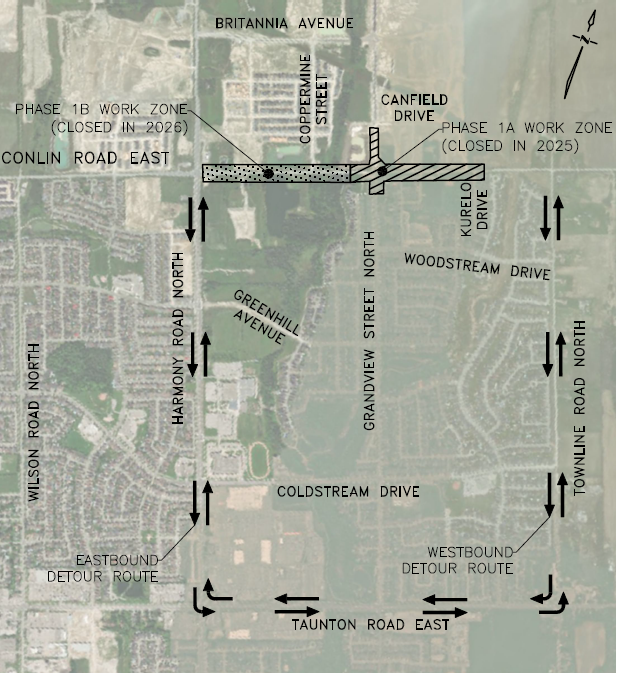 Conlin Road East Road Reconstruction & Widening and Grandview Street North Roundabout Construction