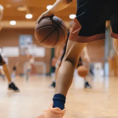 youth playing basketball