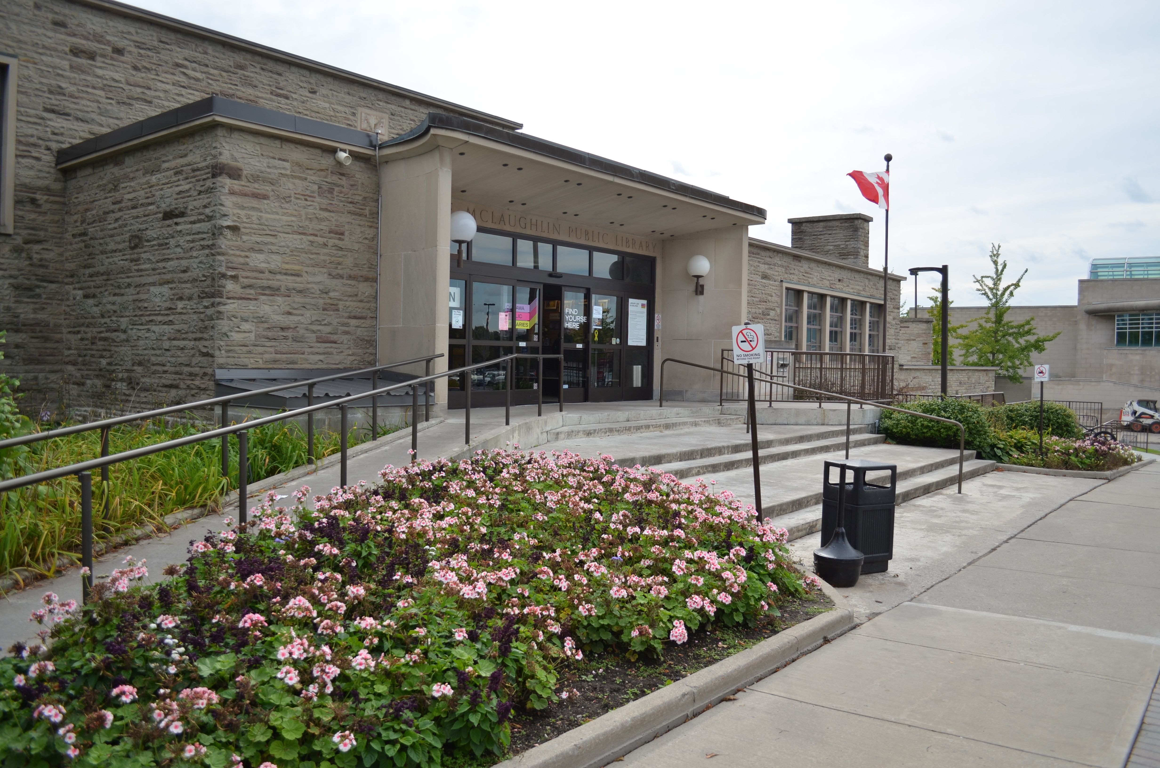 library building with gardens