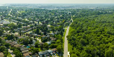 Aerial view of south Oshawa facing west.