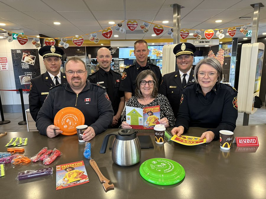 Fire Prevention staff and Fire Chiefs at McDonalds