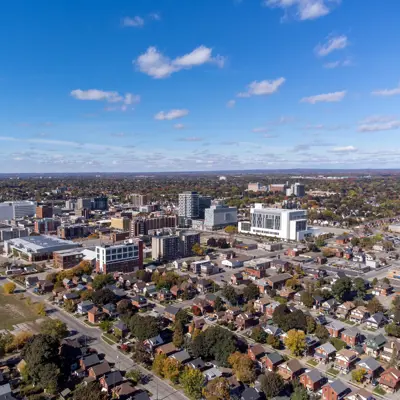 Aerial photo of downtown Oshawa