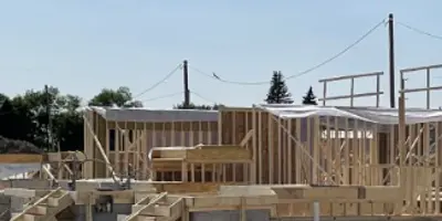 wood framing of a house structure