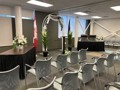 Our committee room tastefully decorated for a civil marriage ceremony 