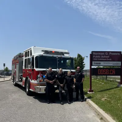 fire truck in front of school